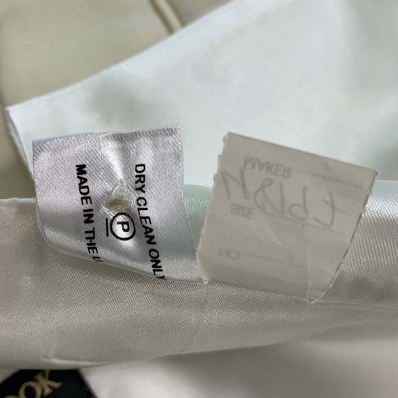 FAVOURBROOK  Beige White Solid Wool Double Breasted Vest - Picture 6 of 6